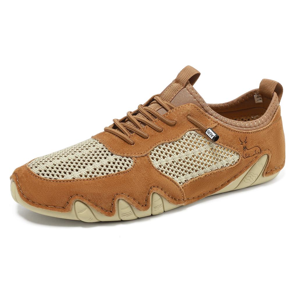 2025 New Summer Men's Casual Sports Shoes Large Size Sewn Leather Mesh Shoes Octopus Men's Shoes