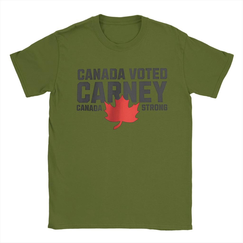 Men Mark Carney Canada Strong T Shirt Elbows Up Voted Pure Cotton Tops Novelty Short Sleeve Round Collar Tee Shirt 6XL T-Shirt