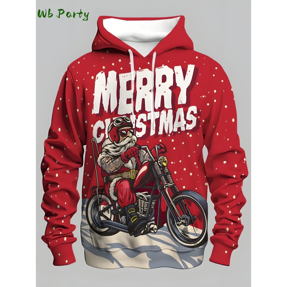 3D Print Sweatshirts Funny Santa Claus Graphic Harajuku Hoodies Blouse Men's Clothing