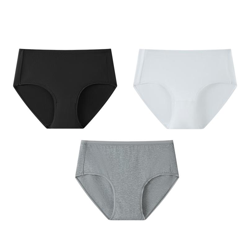 Yiershuang Women's 100% Cotton 7A Antibacterial Low-Rise Briefs 3-Pack