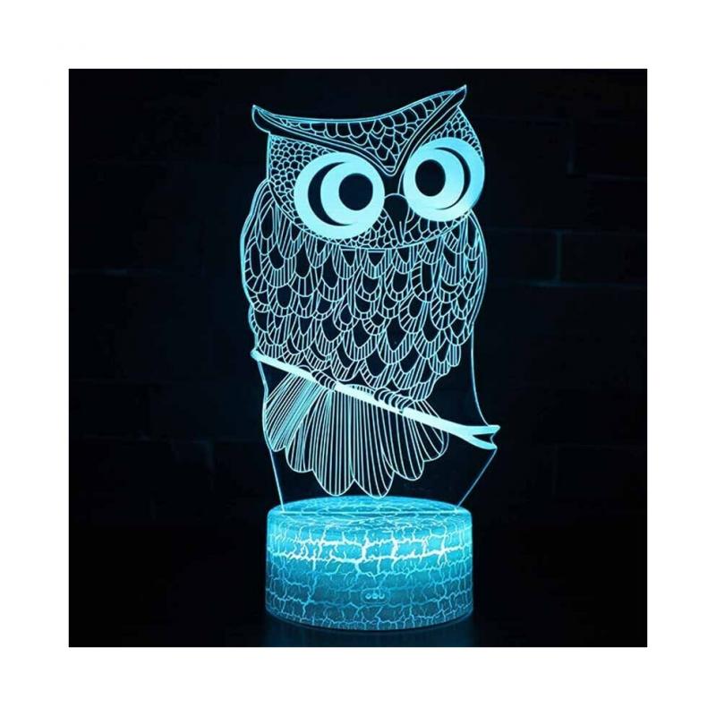Lampe de Table de Bureau à Interrupteur Tactile Mode Enfant Hibou 3D Veilleuse LED Décoration de Chambre à Coucher Cadeaux de Noël