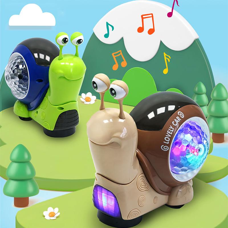 Children'S Electric Universal Shaking Head Snail Toy 3D Light Projection Music Parent-Child Toy