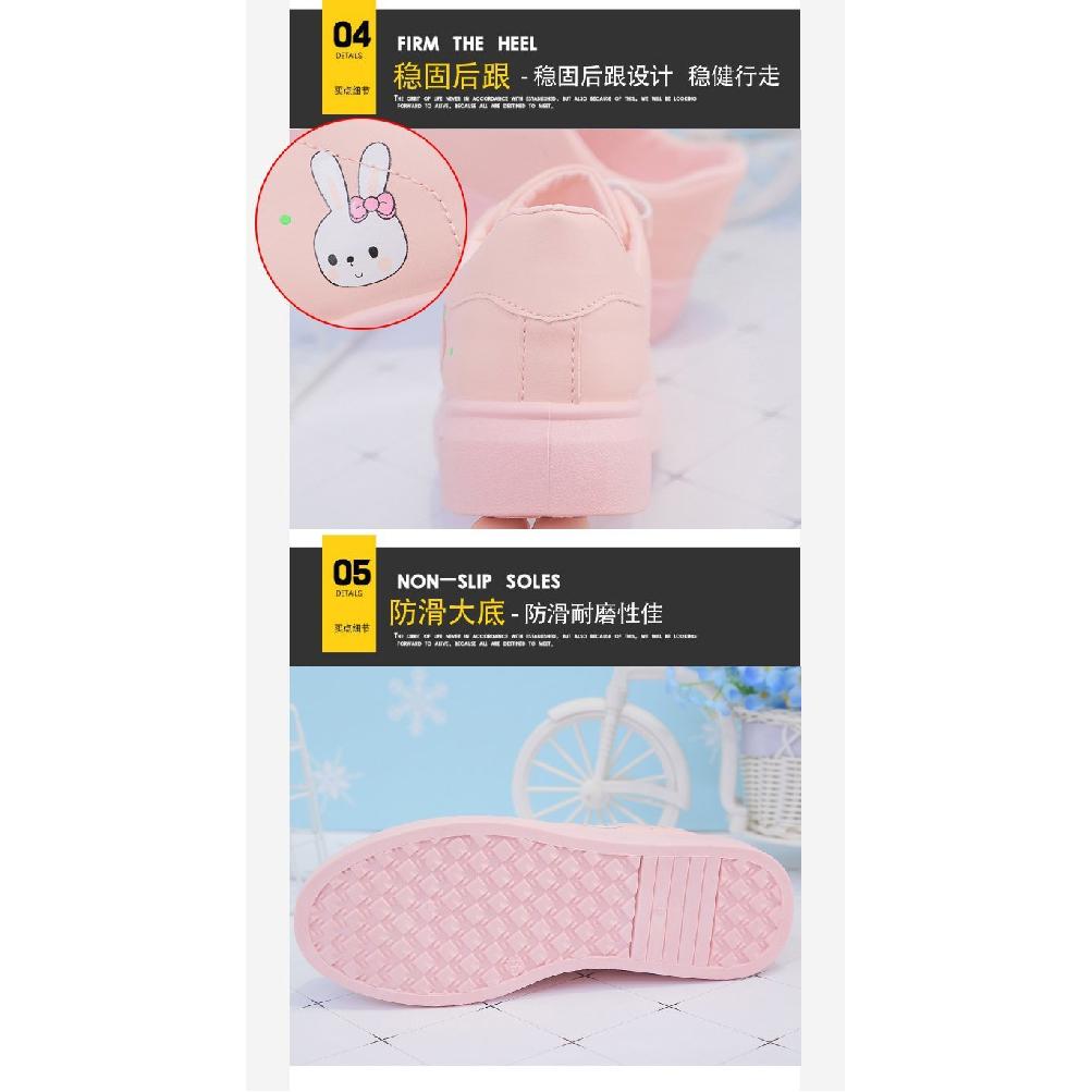 Girls' Sports Shoes New Summer White Shoes Breathable Leather Panel Shoes for Older Children Students Flat Running Shoes