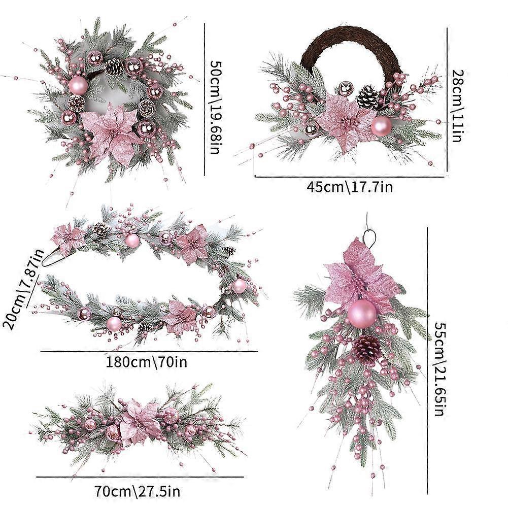 Pink Festival Wreath Frosted Berry Pine Cone Woodland Door Decor