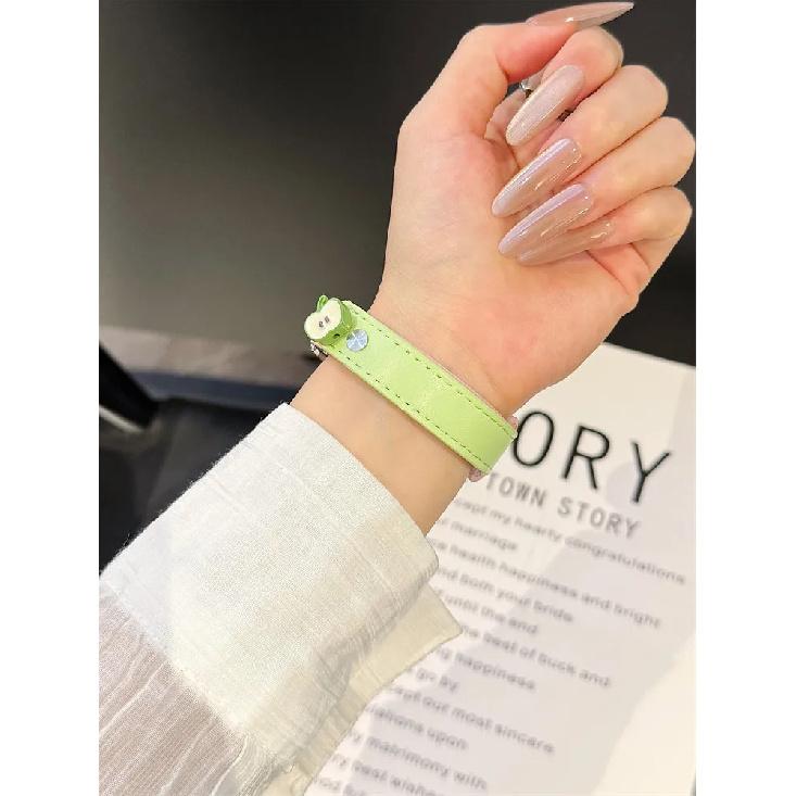 Cute Leather Strap for Xiaomi Mi Band 10 9 8 Wristband Two-Colors Slim Leather Bracelet Wristband for Mi Smartwatch Band 8 9Pro
