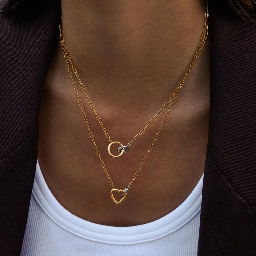  Stainless Steel Round Ring Paperclip Chain Necklace Waterproof Personalized Fashion Handmade Pendant DIY Accessories