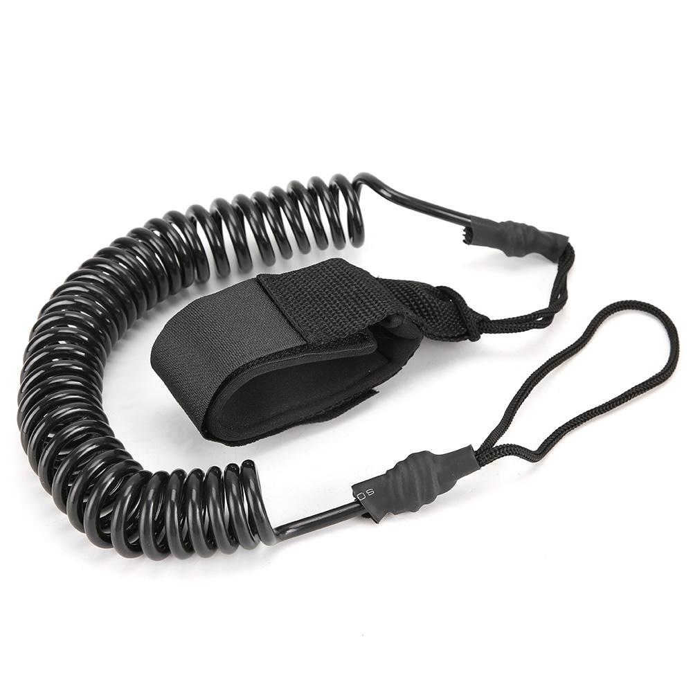 TPU Black Elastic Water Sports Foot Rope Surfing Paddle Board Ankle Spring Traction Strap