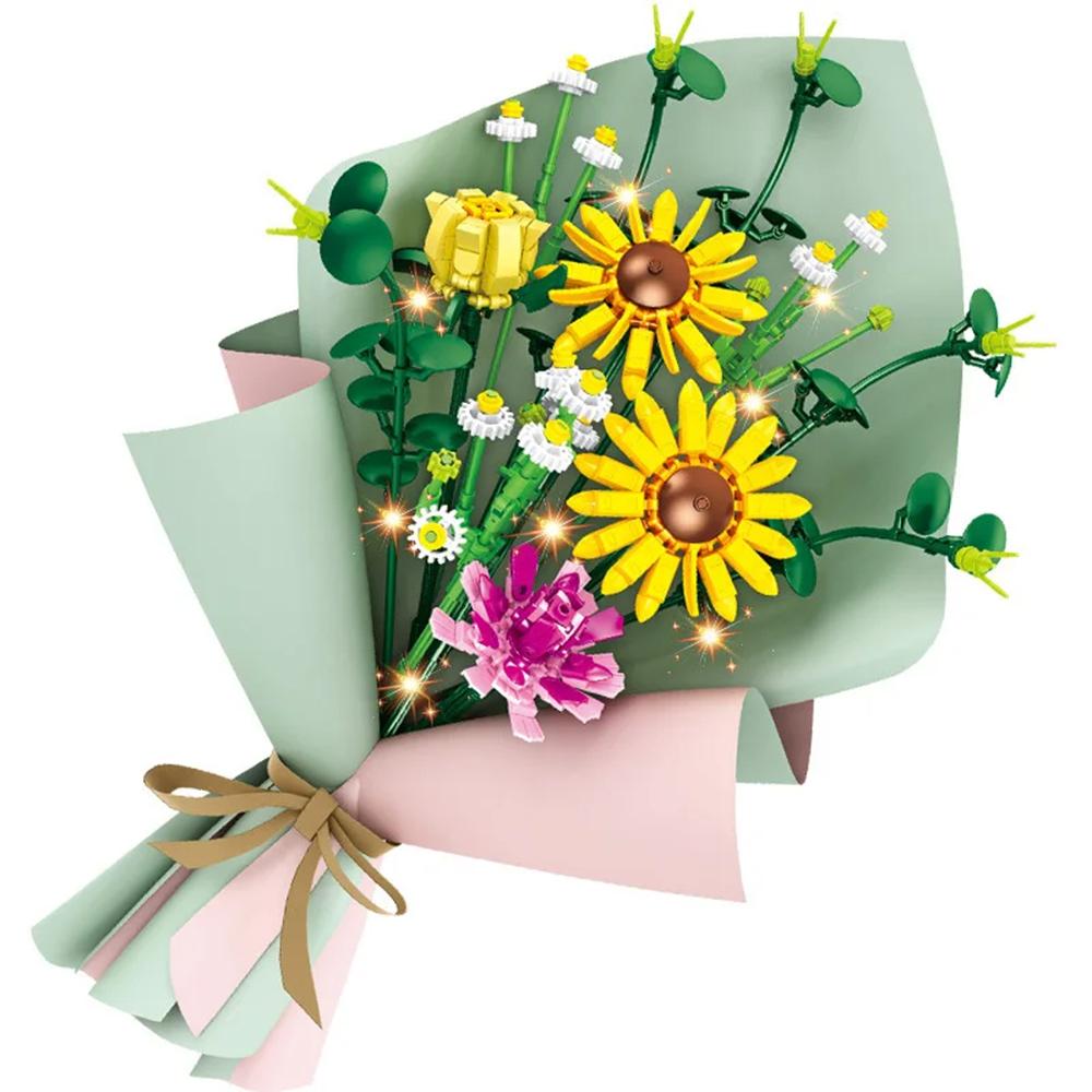 Mini Block Kids Building Toys Bricks Flowers Puzzle Pot Plants Girls Gift Home Decor (1657-1659(With Box))