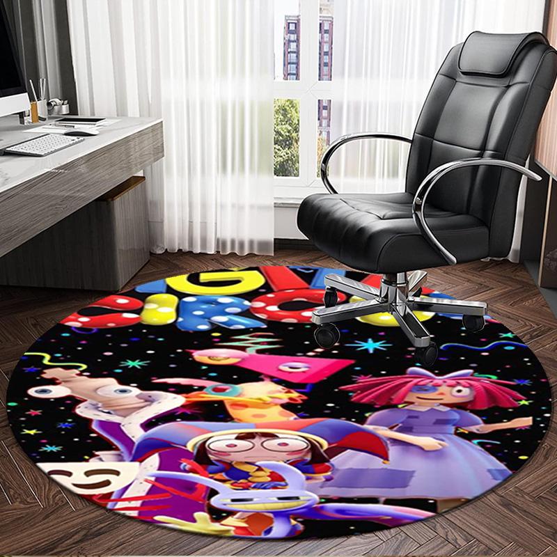 1PC Digital Circus Adventure Round Rug, Non-slip Chair Mat, Home Decor, Circle Carpet Perfect for Office, Bedroom, Living Room,Christmas gift