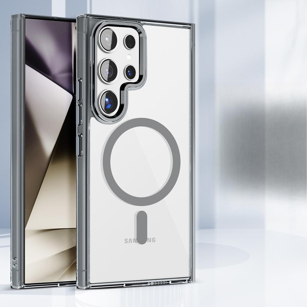 The Samsung S25Ultra Ice Color Transparent Magnetic Charging Phone Case Is Compatible with The S24FE Shockproof A16 Foreign Trade Protective Case