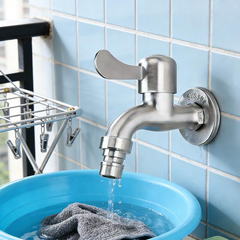 Outdoor Stainless Steel Thickened Washing Machine Faucet Household Bathroom Mop Sink Faucet Garden Sink Single Cold Water Faucet