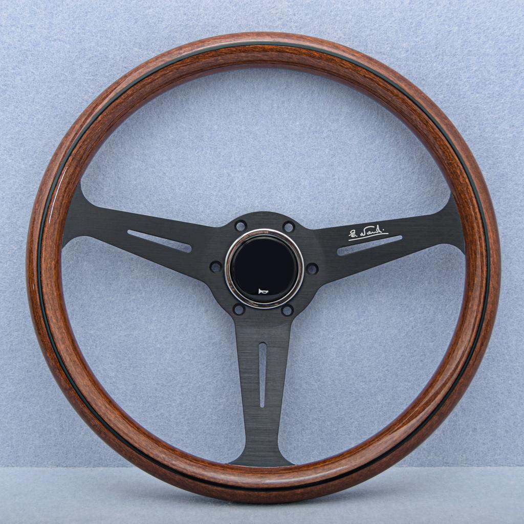 JDM 14inch 358mm Copy Wood Steering Wheel Black Silver Spoke JDM Universal Classic Sports Steering Wheel