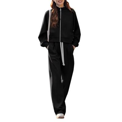 Muxuryee Tracksuit Training Loose Size Medium Women's Set, Sweatshirt, Hoodie, Sportswear, Wear, Loungewear, Casual, Fit, 331, Black,