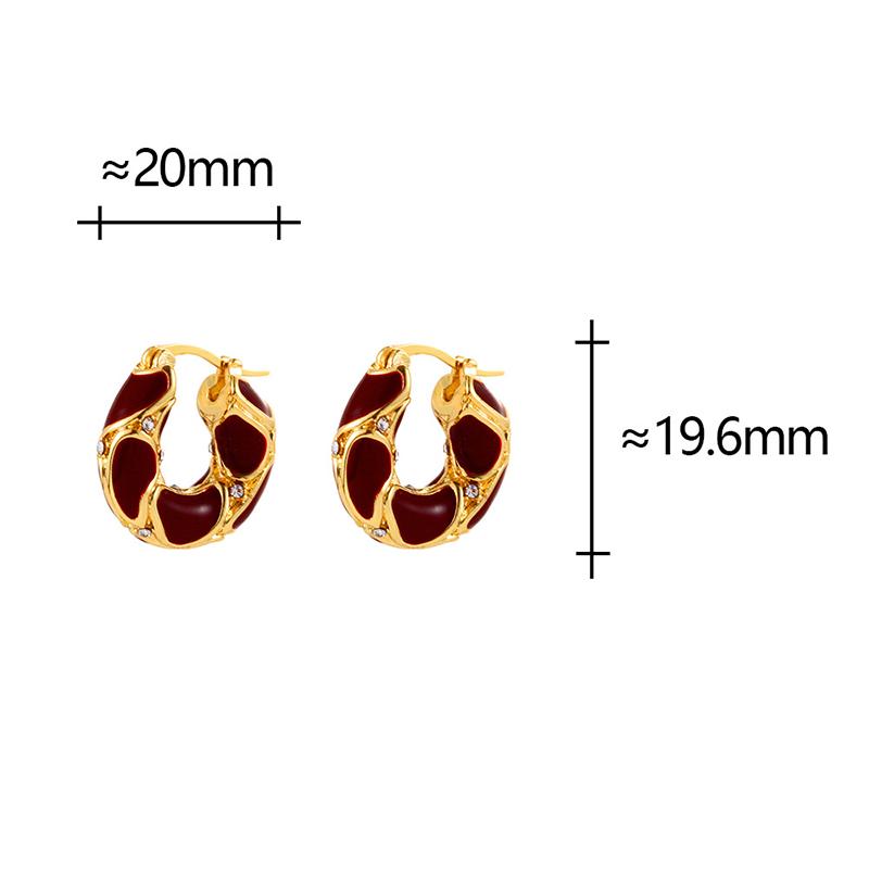 PONYKISS  Sterling Silver Zircon Red Enamel Round Hoop Earrings for Women Minimalist Fine  Vintage Accessories