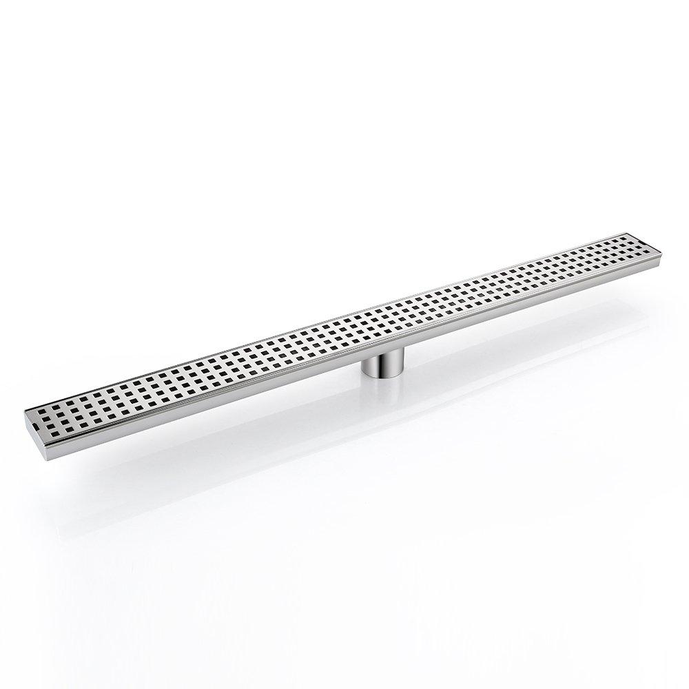 304 Stainless Steel 32 Inch Linear Bathroom Shower Long Floor Drain Grate Trap Stainless Steel