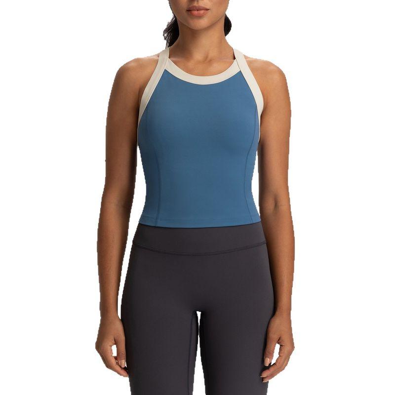 Lu Same Sports Vest Women's Yoga Clothes with Chest Pad Silm Slim Looking Nude Feel Cross Back Training Running Tops