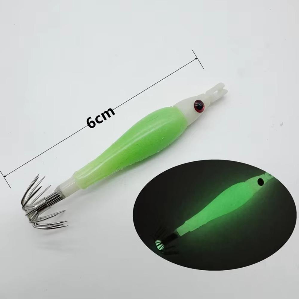 5cm 6cm Squid Jig Octopus Jig Luminous Jigging Lure EGI Squid Hook Silicone Cloth Wrapping Small Wooden Shrimp Sea Fishing