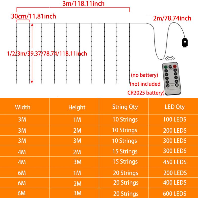 Xiaomi 6x3M/3x3m Curtain Garland on The Window USB Power Fairy Lights Festoon with Remote New Year Garland Led Lights Christmas Decor