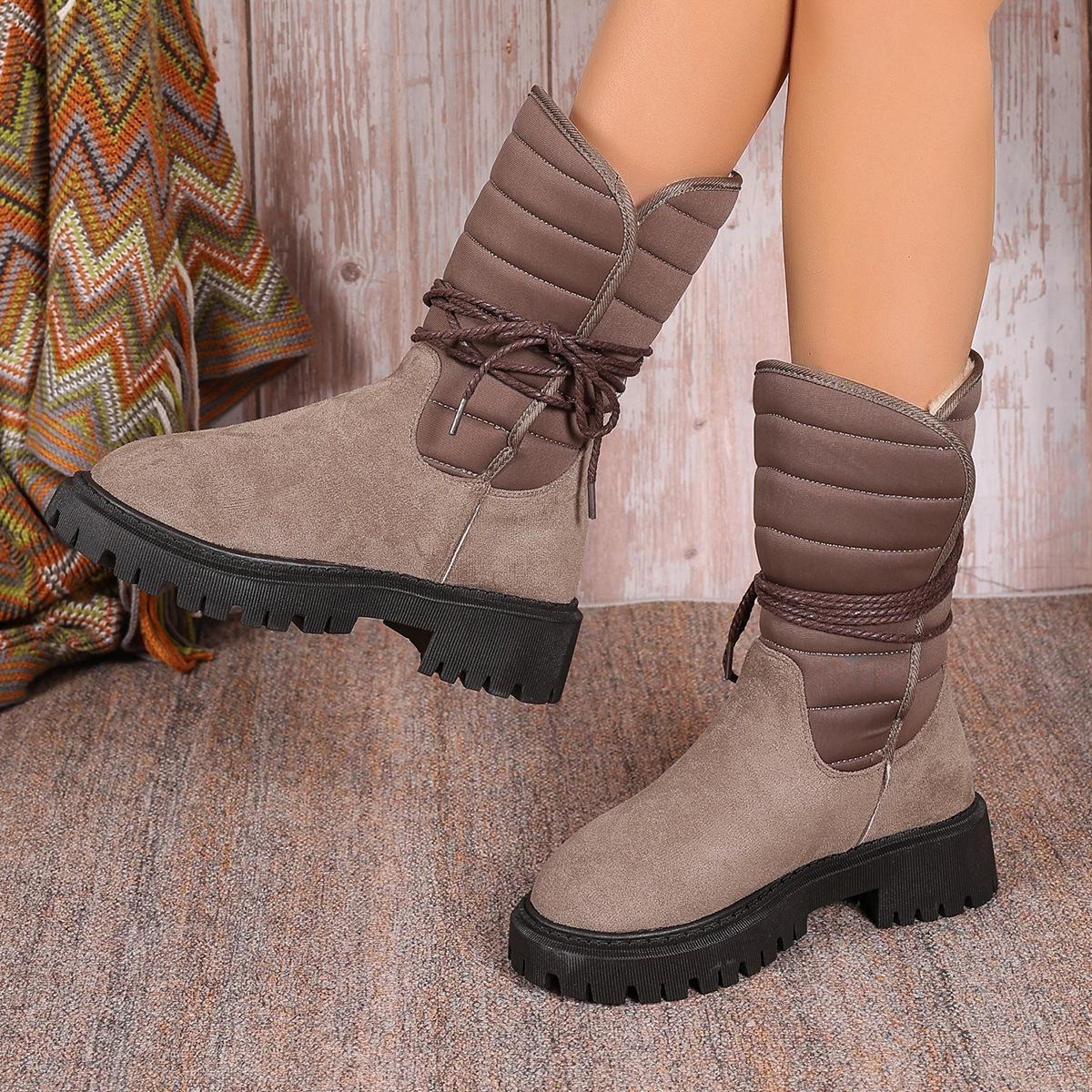 

Medium tube snow boots women s winter velvet thickened warm strap cotton boots women 35 сірий колір