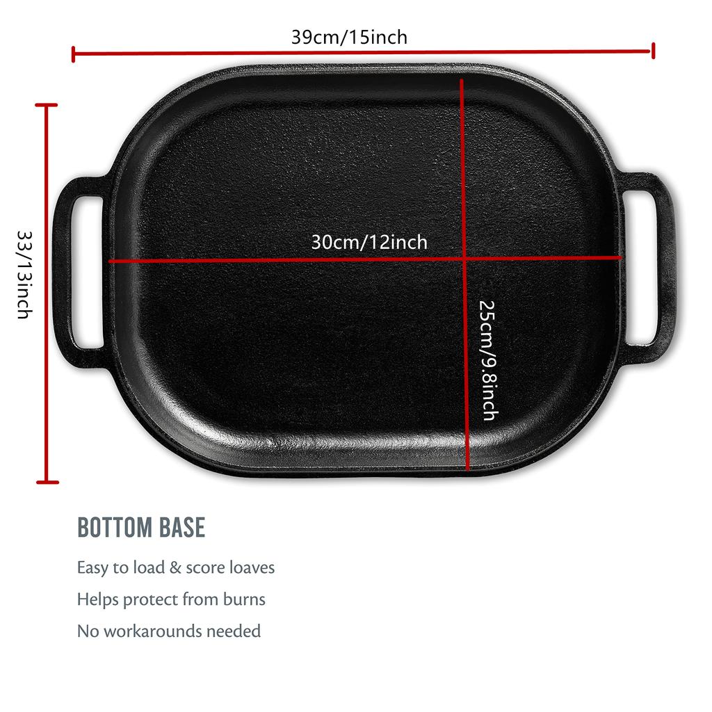 Molde Oval para Pan de Hierro Fundido de 30 cm con Tapa para Hacer Pan Casero Horno Sellado para Pan Conjunto de Horno Holandés Invertido para Hornear