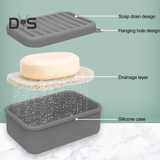 Leak-Proof Silicone Travel Soap Case with Drainage Lid Compact Design Portable Bar Soap Container Soap Holder