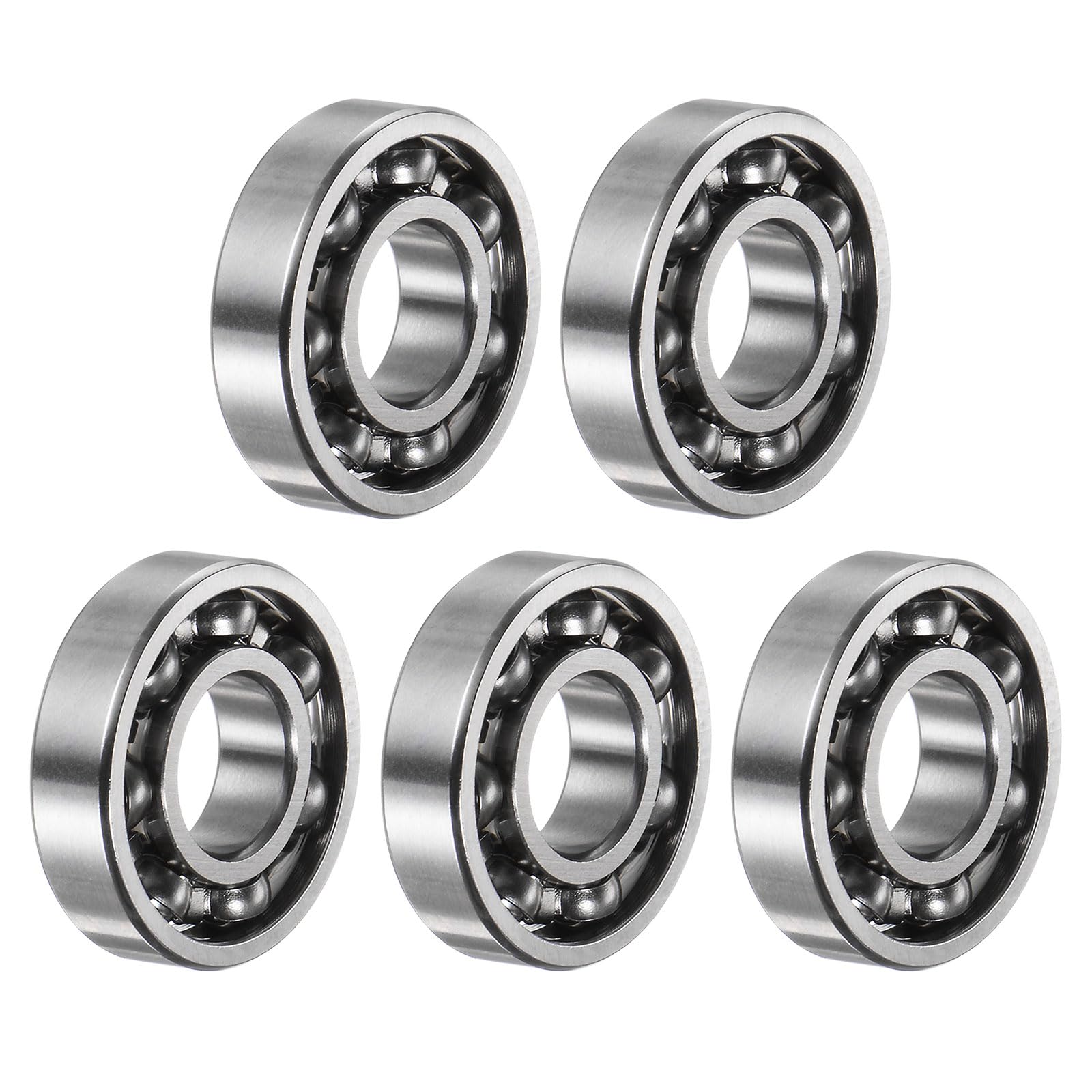 

uxcell R6 Deep Groove Ball Bearings, Set of 5, 3/8 x 7/8 x 7/32 Open Type Chrome Steel Bearings срібний