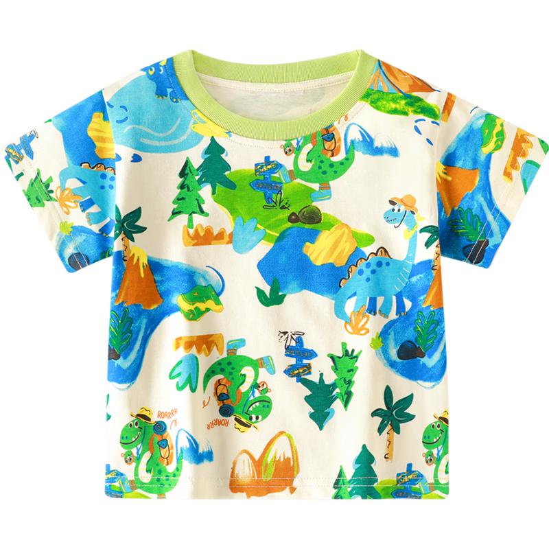 KuWaMi Boys Dinosaur World Print Short Sleeve T-Shirt 110