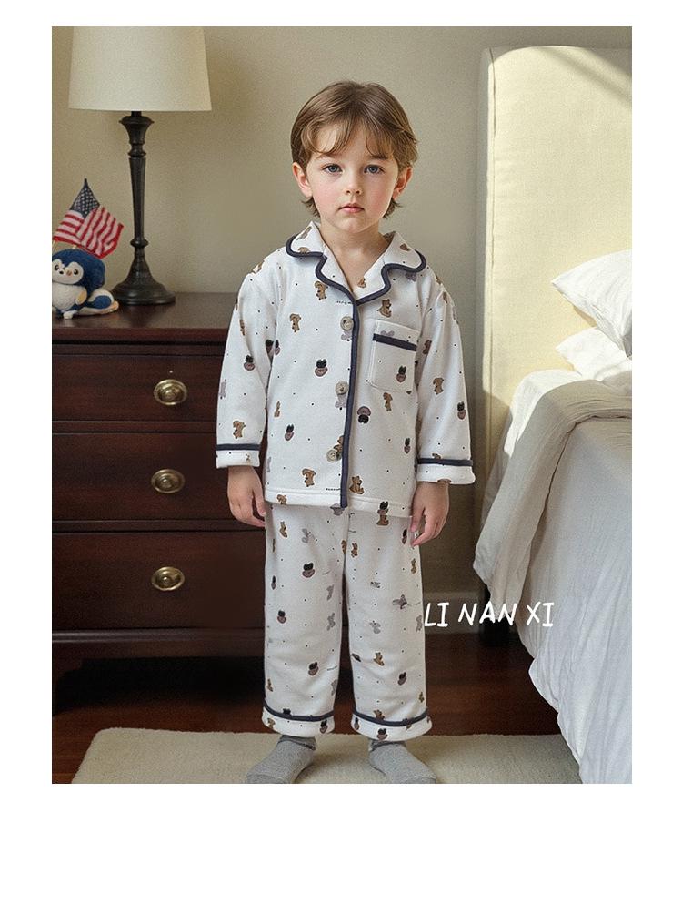 88233 Kids' Warm Fleece Pajama Set 2025 - Boys' Winter Homewear