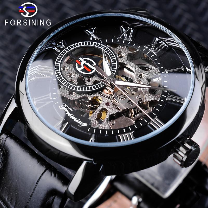 Forsining Men'S Fashion Retro Hollow Through Mechanical, Manual Mechanical Watch