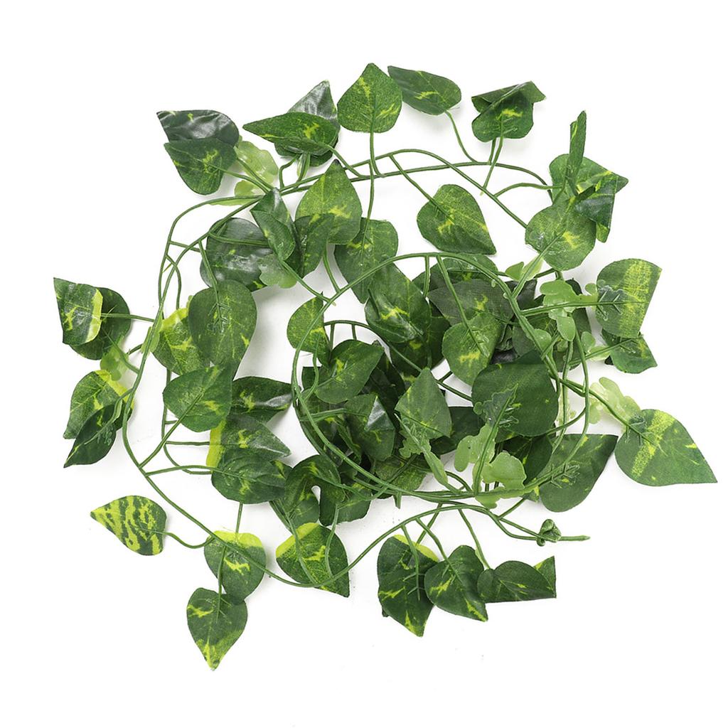 Artificial Fake Leaves Hanging Vines 6.89ft Long Vine Reptile Habitat Decor (Scindapsus Leaves)