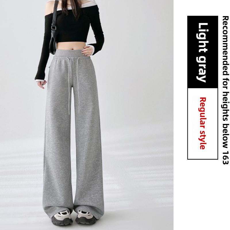 GMXIA Micro-large Sweatpants Women Spring and Autumn High-waisted Thin Casual Sweatpants Loose Drape Dragged Trousers Straight Wide-leg Trousers