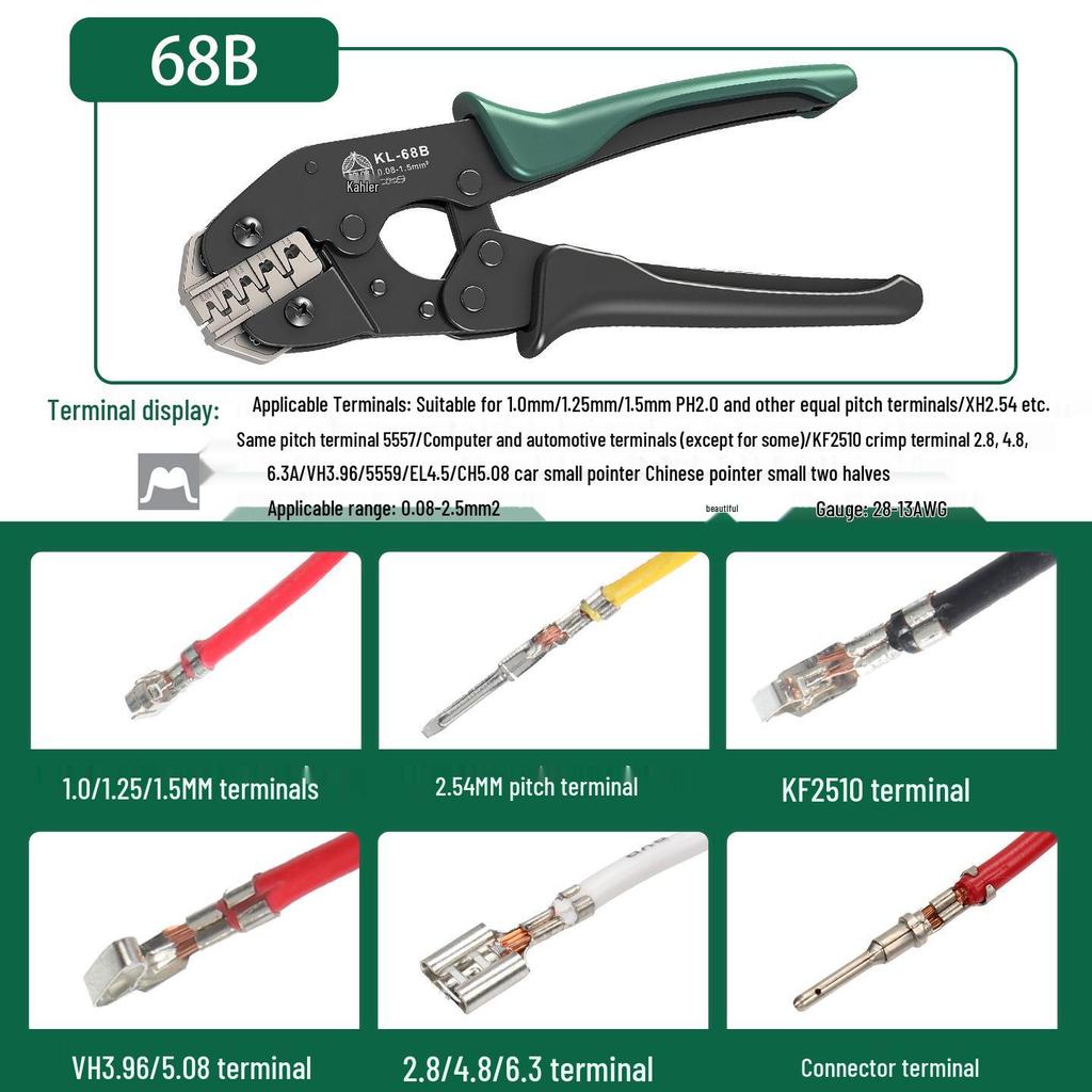 6.5" Mini Crimping Tool for Tubular Terminals and MC4 Connectors