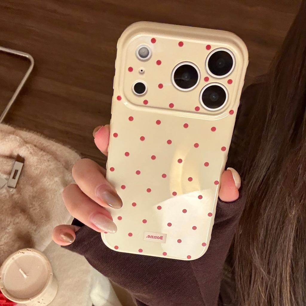 Suitable for Apple 17 Pro Max Phone Case iPhone 16 New Year Red Polka Dot 15 Simple Festive 1411
