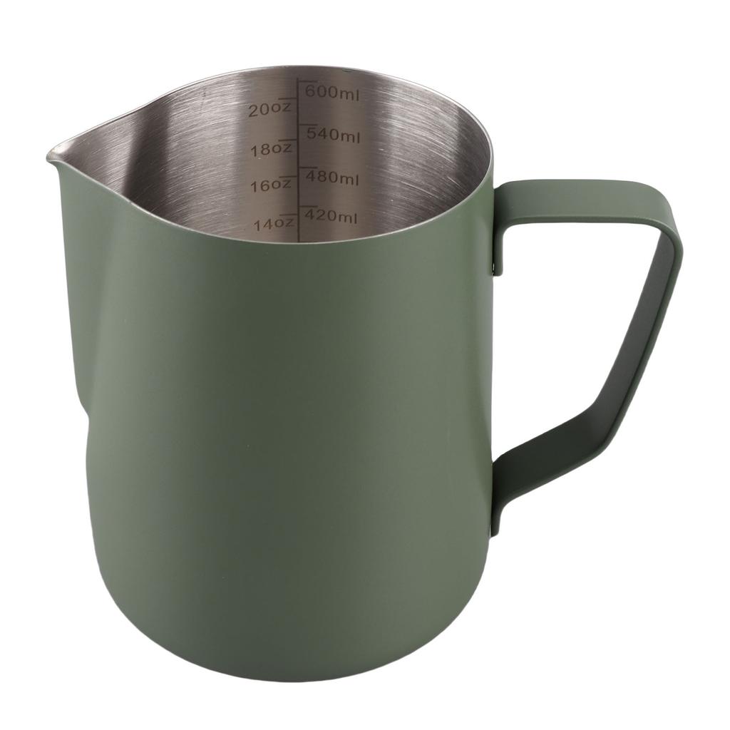 600ml Milk Frother Jug 304 Stainless Steel Coffee Frothing Cup Point Mouth Latte Art Pitcher with Scale for Home Kitchen Cafe