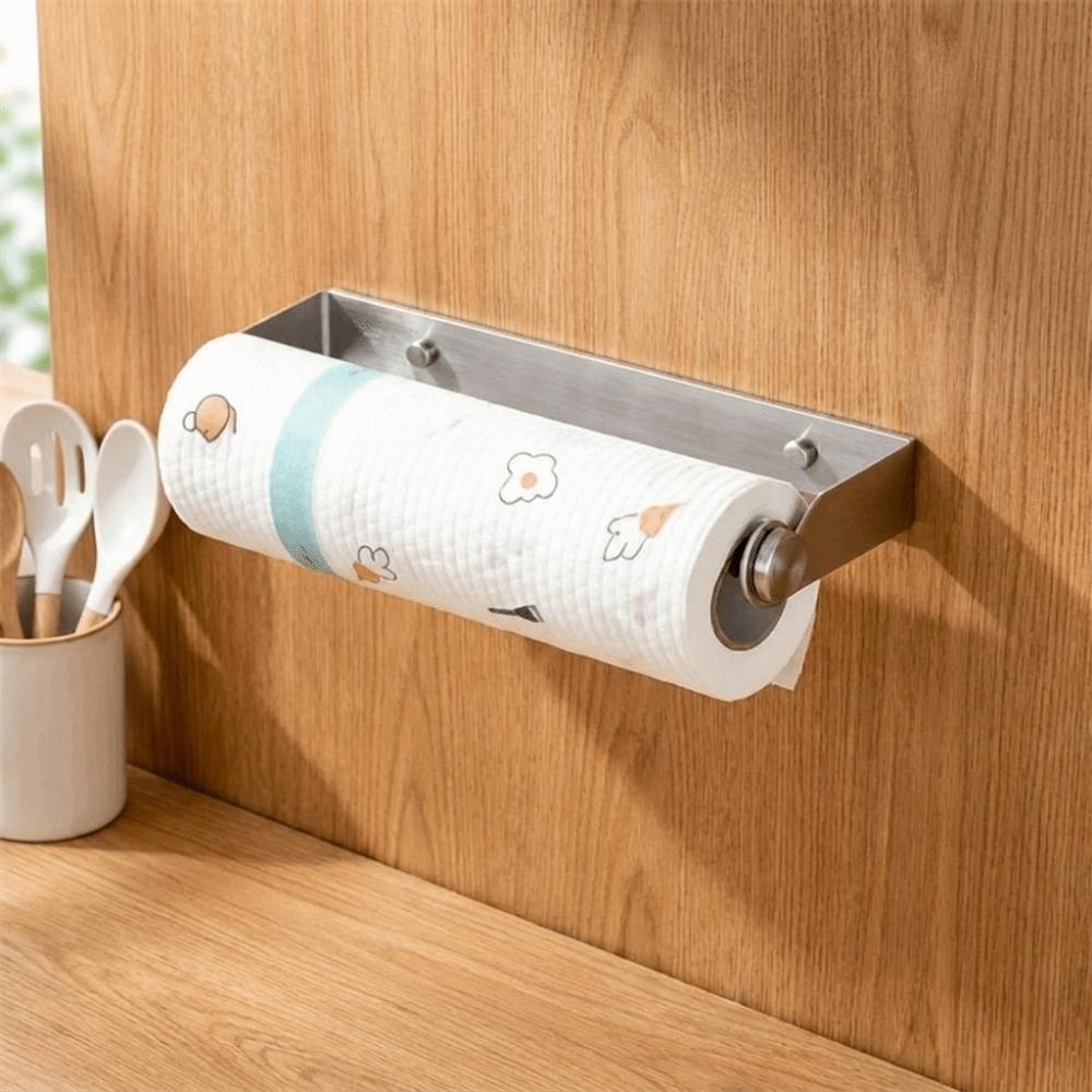 Adhesive or Screw-in Paper Towel Holder Wall Mounted Cling Wrap Holder for Bathroom