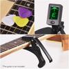 Guitar Accessory Set for Beginners with Clip On LCD Digital Guitar Tuner Lightweight Guitar Capo 3pcs Guitar Picks