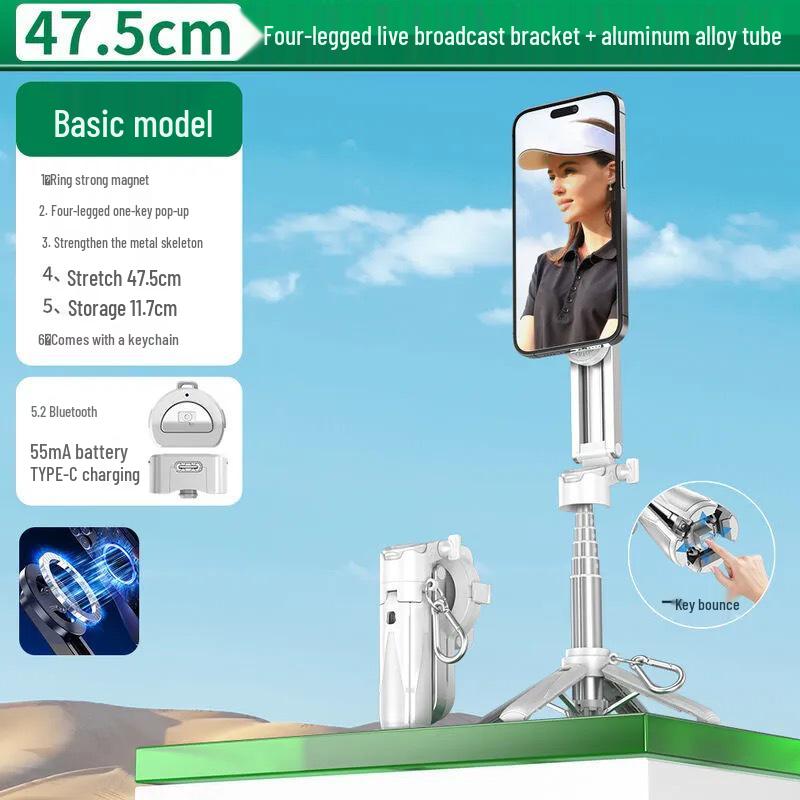 Bastone selfie magnetico transfrontaliero 2025 P15C: Strumento Portatile Mini per Fotografia e Live Streaming