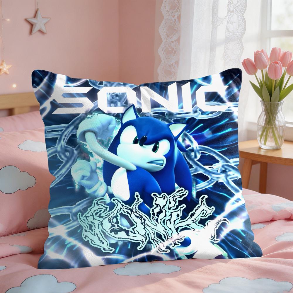SSonic Anime Cool Cushion Cover Square Short Plush Pillow Case Living Room Sofa Home Decor Funda X