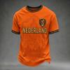 Men's Casual Printed Short Sleeve T-Shirt with Netherlands Letter Graphic, Lightweight Breathable Round Neck