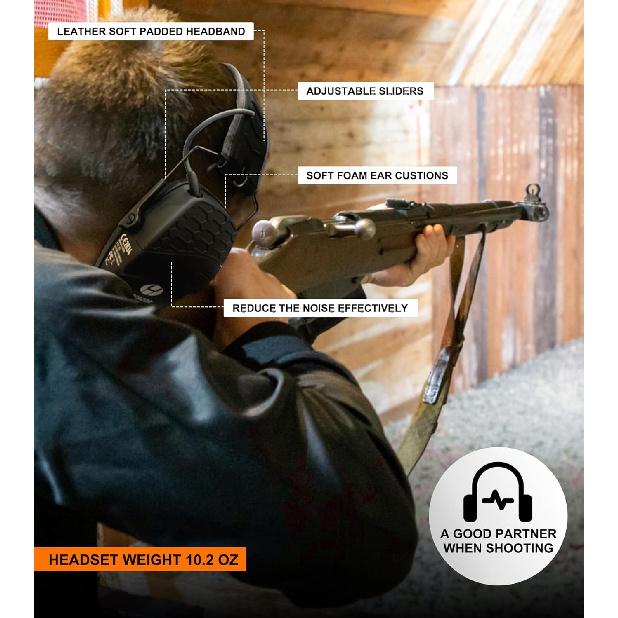 Upgrade Bluetooth 5.4 Shooting Ear Protection with Sound Amplify Electronic Digital Safety Ear Muffs Slim Hearing Protector for Shooting Hunting Gun