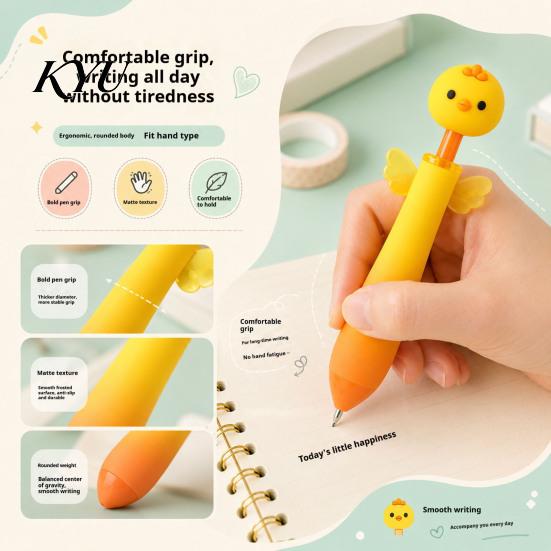 Cartoon Pens with Wings Cute Animal Ballpoint Pen, 0.7mm Smooth Writing Retractable Gel Stationery Gifts for Kids Pens, Owl/Chick/Penguin/Honeybee Pen