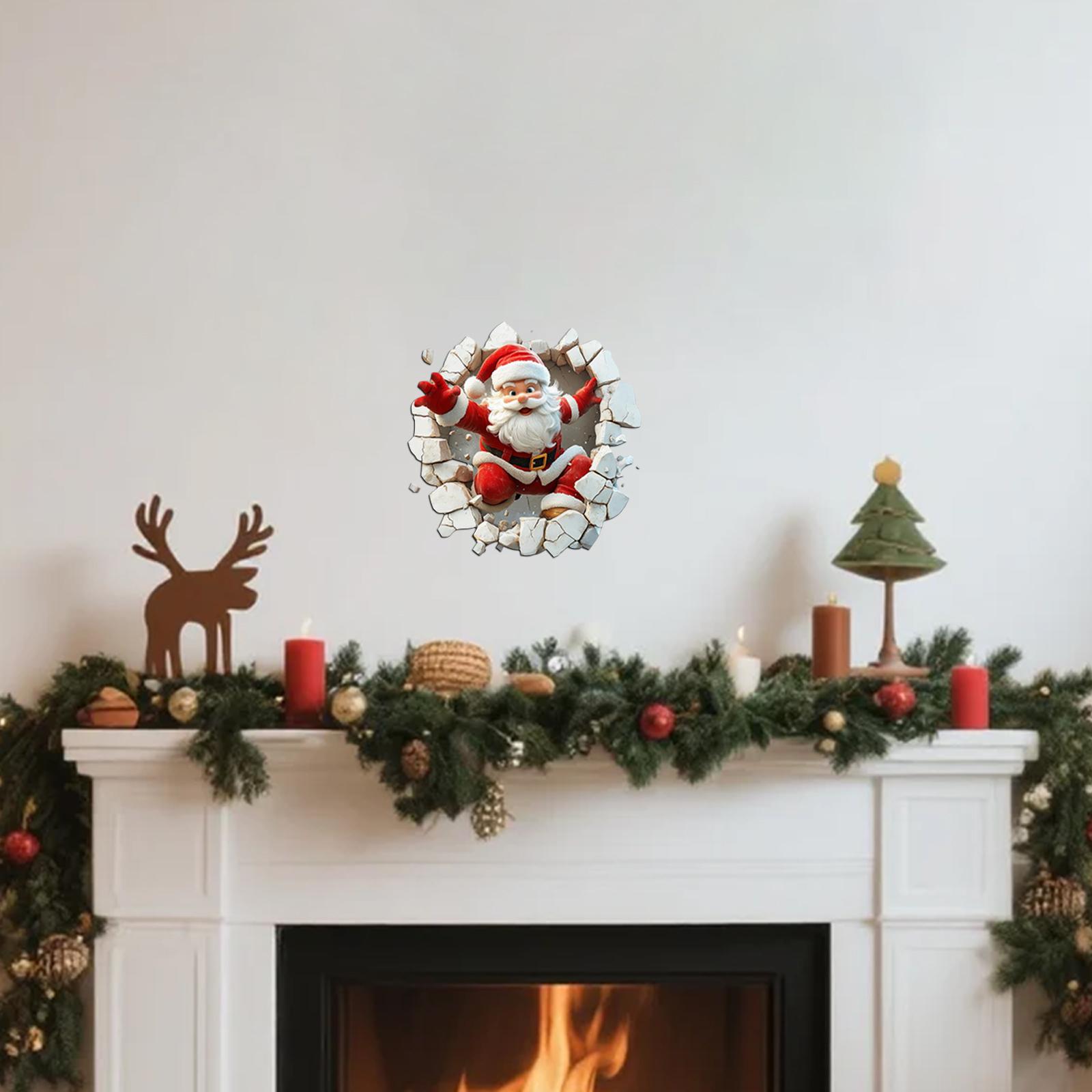 

Christmas Creative Visual Effect Broken Wall Cartoon Sticker Festive Atmosphere Living Room Home Decoration Wall Sticker One Size
