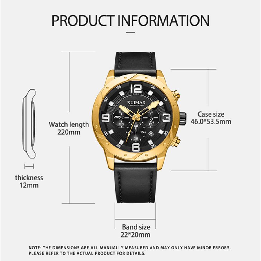 RUIMAS Relogio Masculino Fashion Men Quartz Watch Leather Sport Military Wristwatch Waterproof Clock with Auto Date 595