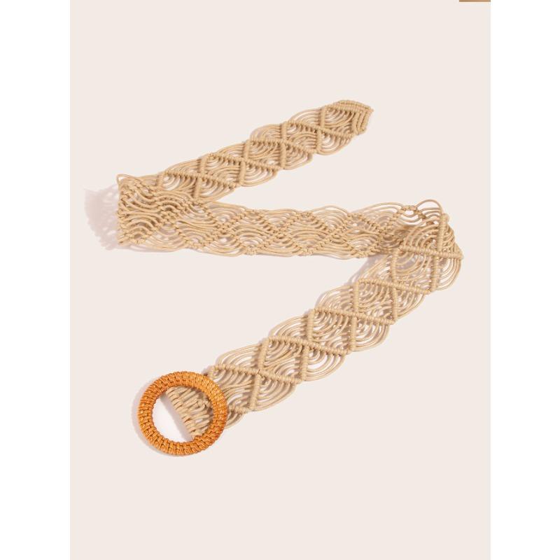 

Pure Handmade Wax Rope Weaving Retro Ethnic Style Women s Wide Waist Seal European and American Women s Dress Versatile Hollow Belt