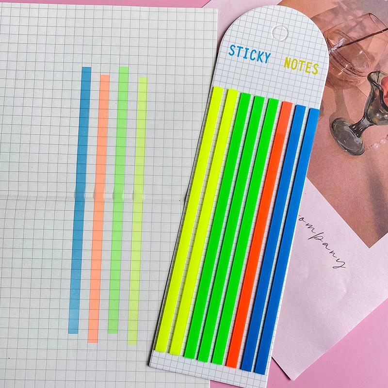 Fluorescent PET Waterproof Sticky Notes, Extra-Thin Long Tabs, 300 Pieces, Convenient Key Point Markers.