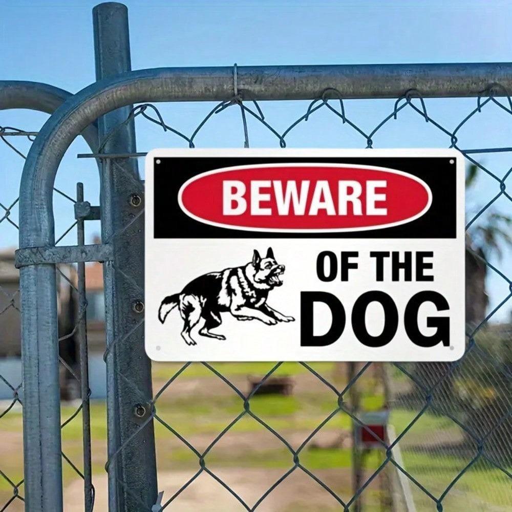 Vintage Metal Dog Warning Sign 8x12 Inch Rustic Yard Gate Fence Safety Decor Indoor Outdoor