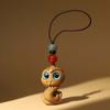 Cyan Eyes New Year Carved Pendant Mini Green Sandalwood Phone Chain Ornament  Gifts