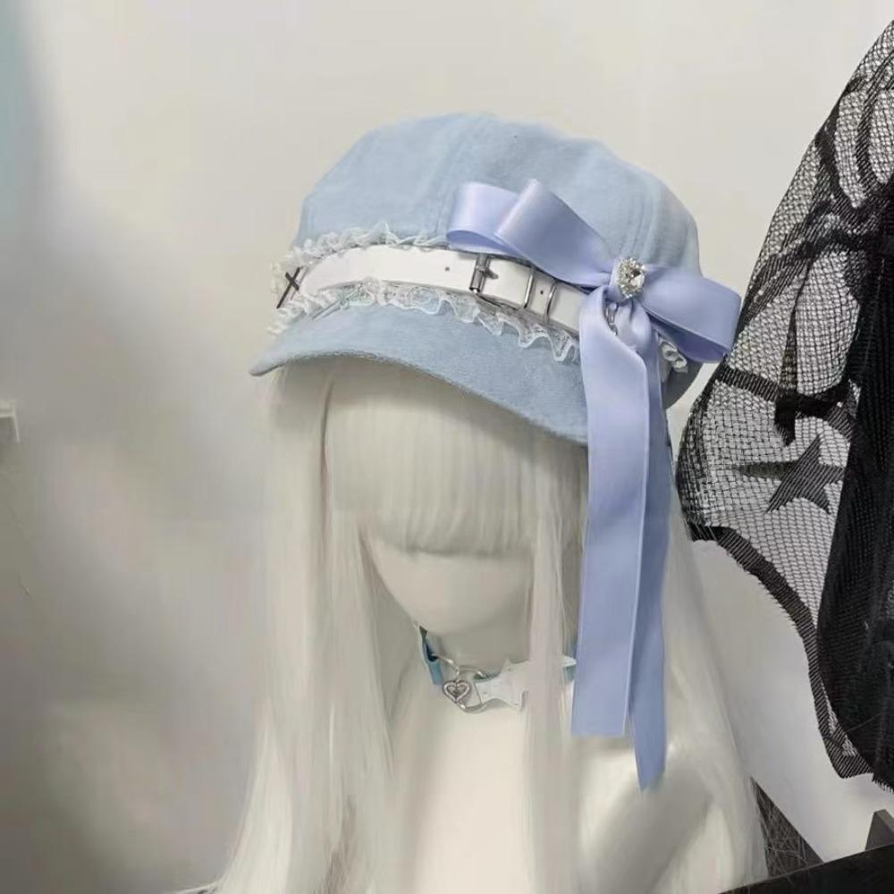 Sweet Cool Style Women's Y2k Hats Bowknot Painter's Cap Harajuku Octagonal Hat  Adult Teen