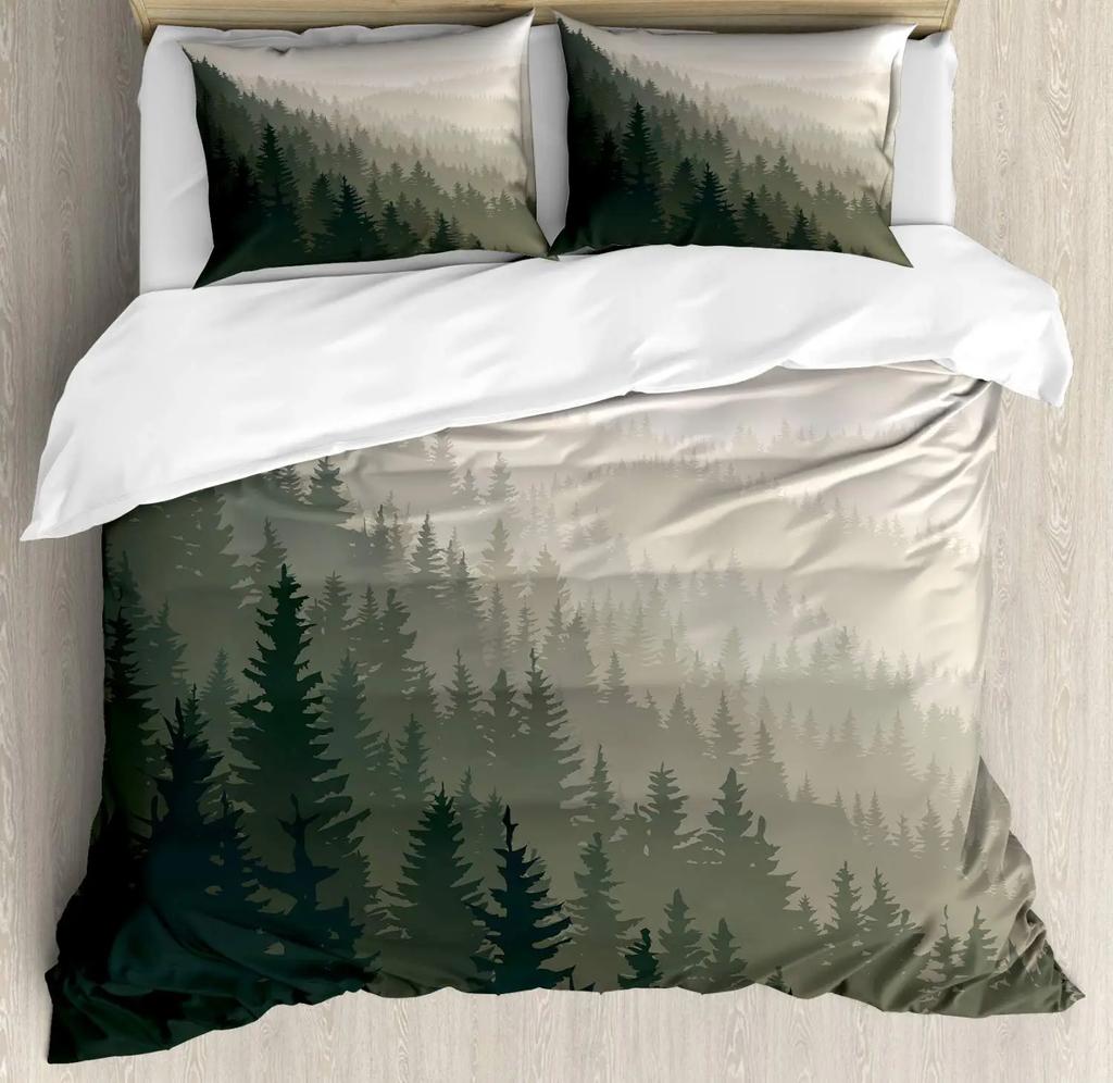 Forest King Queen Duvet Cover Beautiful Natural Scenery Bedding Set For Teens Adults Sunset Tree Landscape Polyester Quilt Cover
