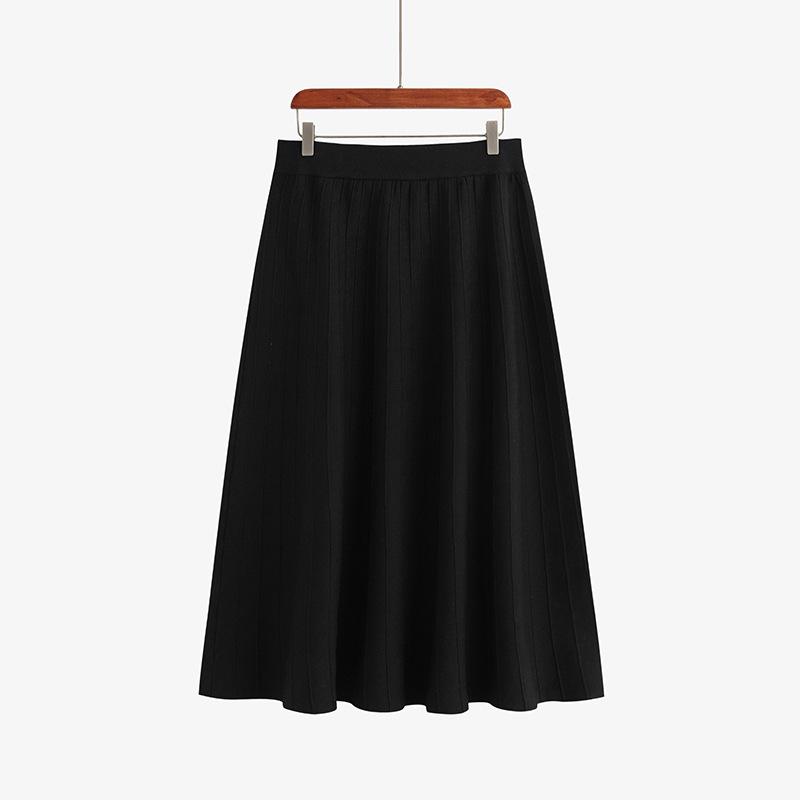 

Юбка-зонтик для женщин больших размеров с высокой талией, утягивающая промежность, осенняя свободная трикотажная юбка XXXL чёрный